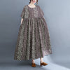2023 Cotton Spring Summer Women Dress Loose Print Casual Short Sleeve Dress Elegant Long Dresses Robe Large Size