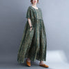 2023 Cotton Spring Summer Women Dress Loose Print Casual Short Sleeve Dress Elegant Long Dresses Robe Large Size