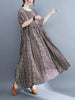 2023 Cotton Spring Summer Women Dress Loose Print Casual Short Sleeve Dress Elegant Long Dresses Robe Large Size