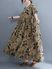 2023 Cotton Spring Summer Women Dress Loose Print Casual Short Sleeve Dress Elegant Long Dresses Robe Large Size