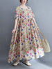 2023 Cotton Spring Summer Women Dress Loose Print Casual Short Sleeve Dress Elegant Long Dresses Robe Large Size