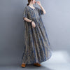 2023 Cotton Spring Summer Women Dress Loose Print Casual Short Sleeve Dress Elegant Long Dresses Robe Large Size