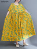2023 Cotton Spring Summer Women Dress Loose Print Casual Short Sleeve Dress Elegant Long Dresses Robe Large Size