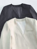 2023 Female V-Neck Jacket Outline Textured Women Long Sleeve Office Buttonless Suit Classic Coat Outwear Tops