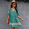2023 Floral Print Summer Short Dress Women Casual V Neck Bohemian Short Sleeve Dress For Woman Sexy Spring Dress