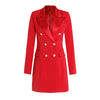 2023  Classic Design Women Black White Red Fitness Sheath Dress Double Breasted Buttons Skinny Blazer Mini Dress