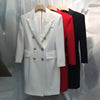 2023  Classic Design Women Black White Red Fitness Sheath Dress Double Breasted Buttons Skinny Blazer Mini Dress