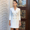 2023  Classic Design Women Black White Red Fitness Sheath Dress Double Breasted Buttons Skinny Blazer Mini Dress
