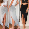 2023 Sexy Irregular Skirts Women Summer Charm Split Long Skirt Slit Party Bodycon Skirt Gray Black Office Lady Skirts