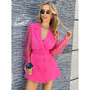 2023 Sexy Perspective Mesh Long Sleeve Belt Suit Double Breasted Dress Women Elegant Office Lady Outfit Causual Formal Suit