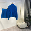 2023 Spring Autumn  Klein Light Blue Long Sleeve Knit Sweaters Pullovers and Skirts Set
