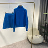 2023 Spring Autumn  Klein Light Blue Long Sleeve Knit Sweaters Pullovers and Skirts Set