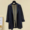 2023 Spring Three Quarter Chiffon Blazer Women Summer Elegant Thin Jakcet Coat Female Suit in Black White Gray Plus Size