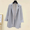 2023 Spring Three Quarter Chiffon Blazer Women Summer Elegant Thin Jakcet Coat Female Suit in Black White Gray Plus Size