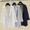 2023 Spring Three Quarter Chiffon Blazer Women Summer Elegant Thin Jakcet Coat Female Suit in Black White Gray Plus Size