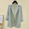 2023 Spring Three Quarter Chiffon Blazer Women Summer Elegant Thin Jakcet Coat Female Suit in Black White Gray Plus Size