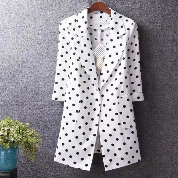 2023 Summer Women Blazer Polka Dots Thin Jacket  Female Office Lady Suit Coat Professional Wear Casual Jackets Blazers 5XL