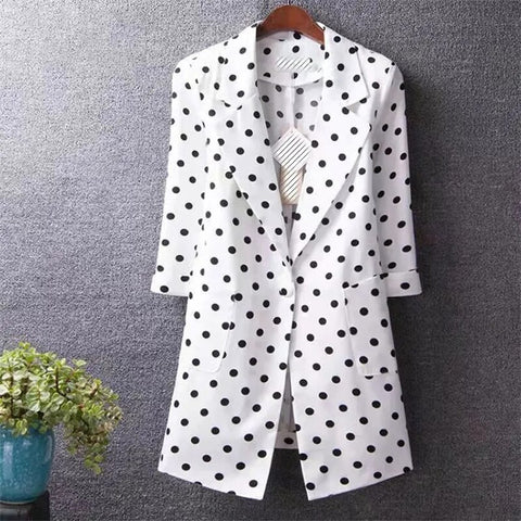 2023 Summer Women Blazer Polka Dots Thin Jacket  Female Office Lady Suit Coat Professional Wear Casual Jackets Blazers 5XL