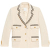 2023 Tweed Striped Bright Line Clashing Double-breasted Lapels Blazers for Woman with Pockets France Pairs Brand Sand