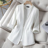 2023 Vintage Casual Blazer Women Cardigan Office Ladies Jacket Coat V-Collar Suit jacket Feminine Blazers