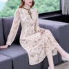 2023 White Print Chiffon Ruffled Collar Midi Dress Summer Boho Light Beach Dress Women Korean Elegant Bodycon Dress