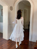 2023 Woman's Dress White Lace Patchwork Long Sleeve Sweet Casual Maxi Dress Female Party Autumn Vestido Beading Button