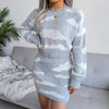 2023 Women Autumn Winter Printed Knit Sweater Cover Hip Skirt Two Piece For Ladies All Match Chic Suit