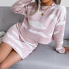 2023 Women Autumn Winter Printed Knit Sweater Cover Hip Skirt Two Piece For Ladies All Match Chic Suit