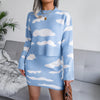2023 Women Autumn Winter Printed Knit Sweater Cover Hip Skirt Two Piece For Ladies All Match Chic Suit