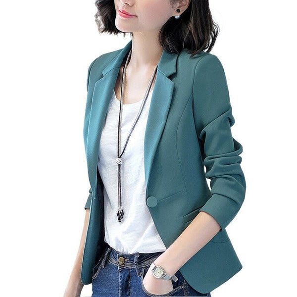 2023 Women Blazer Jackets Spring Autumn Long Sleeve Single Button Small Suit Coat Office Lady Jacket Female Tops Outerwear