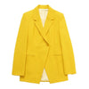 2023 Women Office Wear Single Button Blazer Retro Long Sleeve Pocket Women Jacket Chic Jacket