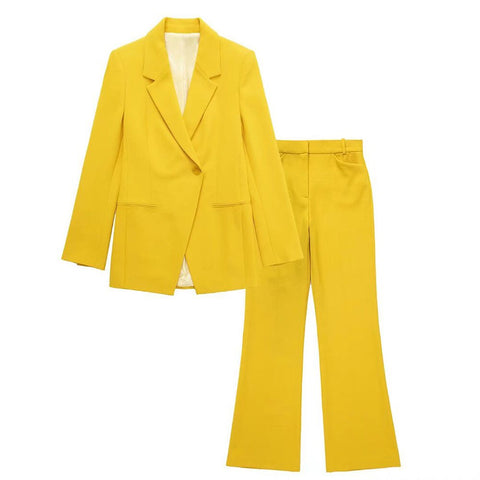 2023 Women Office Wear Single Button Blazer Retro Long Sleeve Pocket Women Jacket Chic Jacket