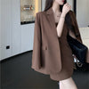 2023 Women's High-quality Two-piece Slim Brown Suit Jacket Casual Elegant Overalls Autumn Suspender Mini Dress