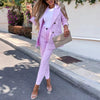 2023 Women's Sets Blazers Office Elegant Ladies Workwear Outfit Female Jacket Two Piece Suit Loose Coat Wide Leg Pants