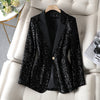 2023 collection women's sequin blazer suits Elegant Single button jacket basic coat Club Fall Clothes INKEO 2O150
