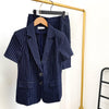 2023 Office Lady Work Blazer Skirt Suits Turn Down Collar Button Short Sleeve Jackets Mini Skirts 2 Two Pieces OL Sets