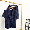 2023 Office Lady Work Blazer Skirt Suits Turn Down Collar Button Short Sleeve Jackets Mini Skirts 2 Two Pieces OL Sets