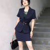2023 Office Lady Work Blazer Skirt Suits Turn Down Collar Button Short Sleeve Jackets Mini Skirts 2 Two Pieces OL Sets