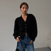 2023 Office Solid Color Temperament Women's Cardigan V-Neck Autumn Winter Single Breasted Chic Coat Long Sleeve Sweater Cardigan