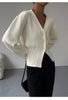 2023 Office Solid Color Temperament Women's Cardigan V-Neck Autumn Winter Single Breasted Chic Coat Long Sleeve Sweater Cardigan
