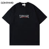 2023 Oversize Punk T-Shirt Hip Hop Geometric Letter Print Short Sleeve Gothic T Shirt Harajuku Summer Casual Loose Tshirt Black