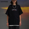 2023 Oversize Punk T-Shirt Hip Hop Geometric Letter Print Short Sleeve Gothic T Shirt Harajuku Summer Casual Loose Tshirt Black