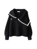 2023 Preppy Style Japanese Lolita Sweaters Women Lapel Collar Loose Black Pullover Y2K Ladies Long Sleeve Casual Kawaii Sweaters