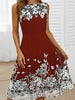 2023 Princess Dress Women Summer Casual Sweet O-Neck Floral Print Elegant Ladies Dress Sleeveless Simple Streetwear