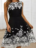 2023 Princess Dress Women Summer Casual Sweet O-Neck Floral Print Elegant Ladies Dress Sleeveless Simple Streetwear
