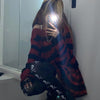 2023 Punk Gothic Long Emo Sweater Women Harajuku Aesthetic Striped Pullovers Hollow Out Oversized Grunge Jumpers Alt Clothes Y2k