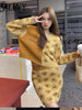 2023 Retro Autumn And Winter And Elegant Temperament Contrast Color Stitching Knitted Skirt Women's Two-Piece Set