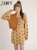 2023 Retro Autumn And Winter And Elegant Temperament Contrast Color Stitching Knitted Skirt Women's Two-Piece Set