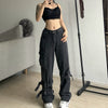 2023 Retro Grunge Oversized Low Waist Jeans Women's Streetwear Harajuku Strap Pocket Retro Skinny Denim Hip Hop Pants