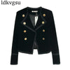 2023 Runway Short Blazers Jacket Women Clothing Spring Autumn Coats Double Breasted Blazer Suit Female Black Slim Outwear A1343